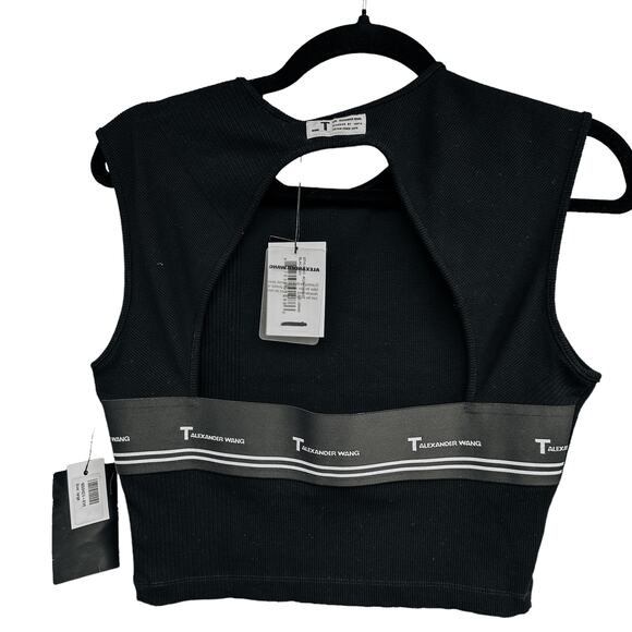 T By Alexander Wang Compact Rib Cut-Out Top Black - Picture 7 of 11